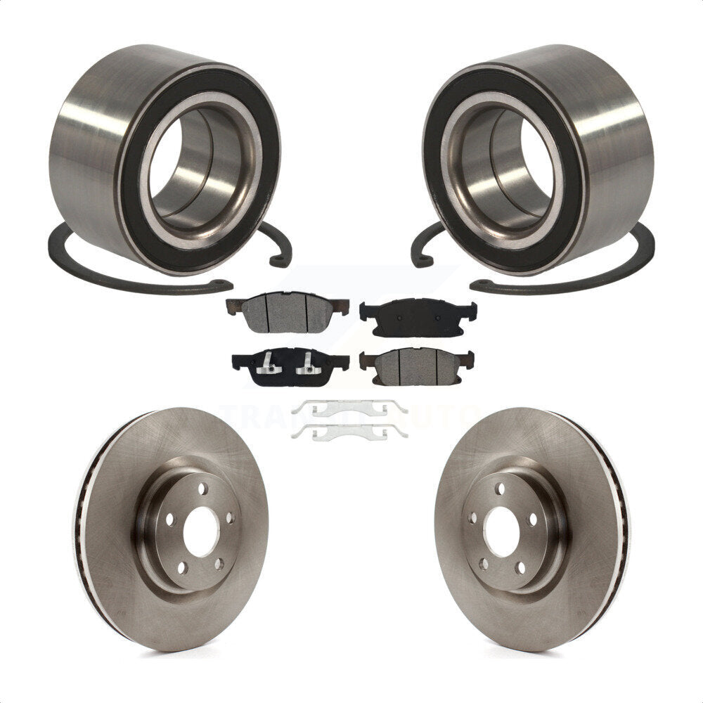 Wheel Bearing Disc Brake Rotors And Semi-Metallic Pads Front Kit For Ford Edge