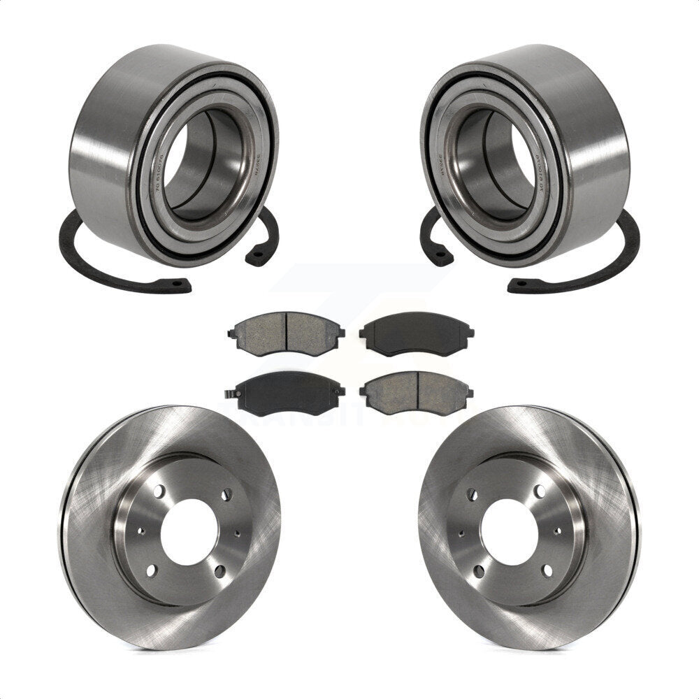 Wheel Bearing Brake Rotor & Pad Front Kit For Hyundai Sonata Kia Optima Magentis