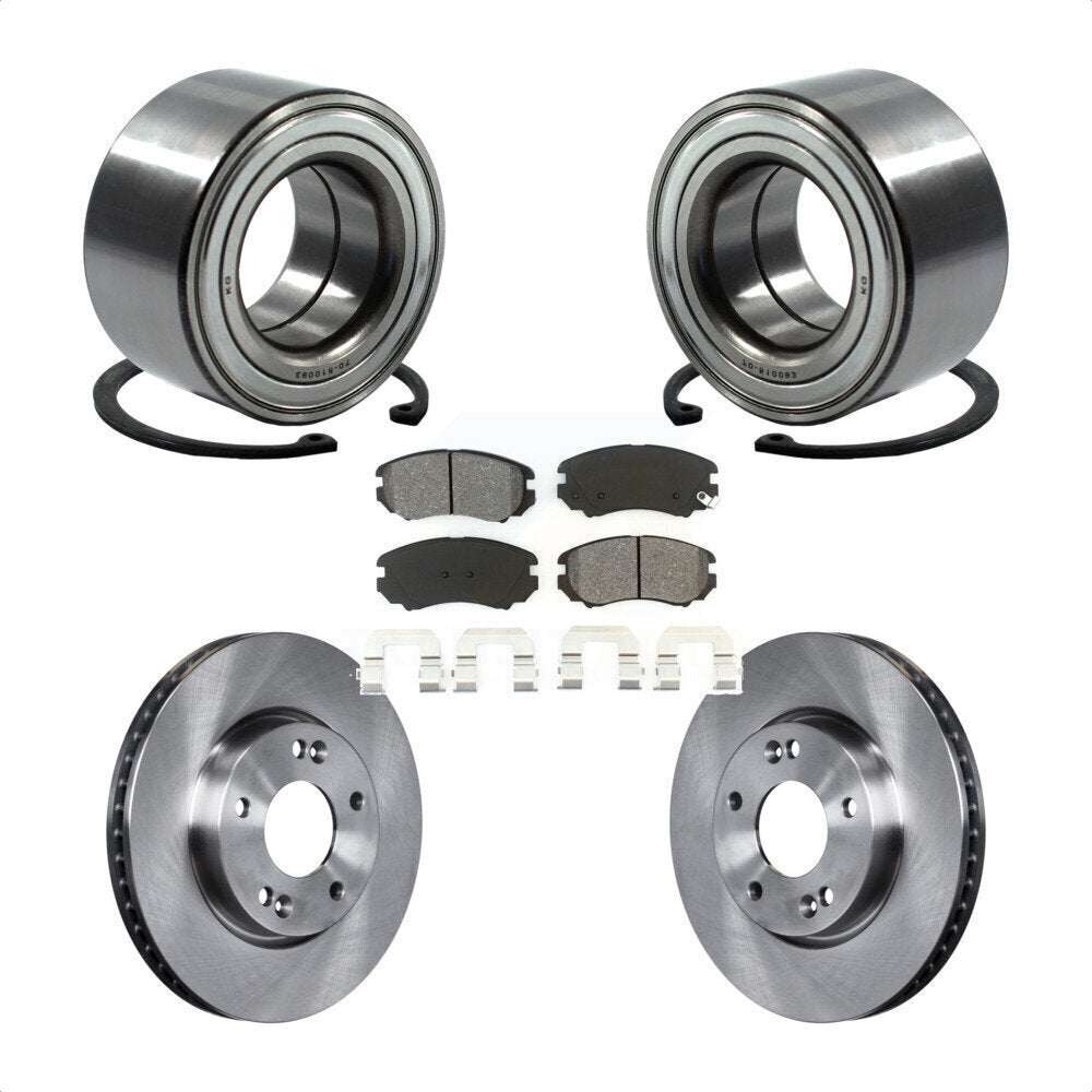 Wheel Bearing Disc Brake Rotors And Pads Front Kit For 2010-2011 Kia Soul 2.0L