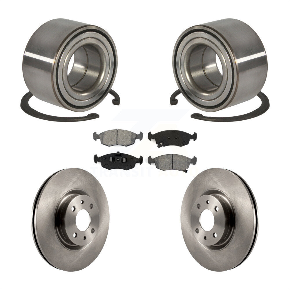 Wheel Bearing Disc Brake Rotors And Semi-Metallic Pads Front Kit For Fiat 500
