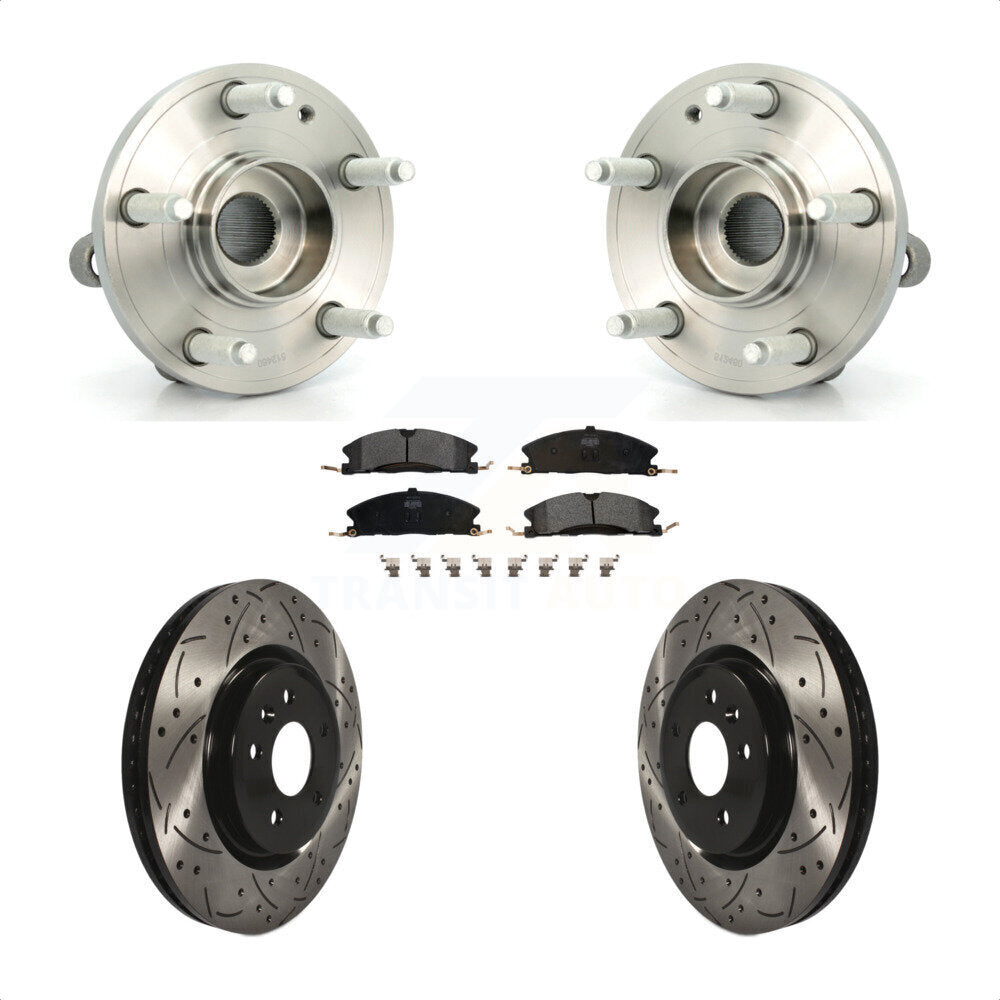 Hub Bearing Drilled Slot Brake Rotor Pads Front Kit For 2013 Ford Explorer Sport