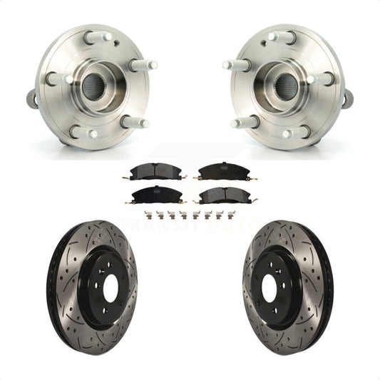 Hub Bearing Drilled Slot Brake Rotor Pads Front Kit For 2013 Ford Explorer Sport