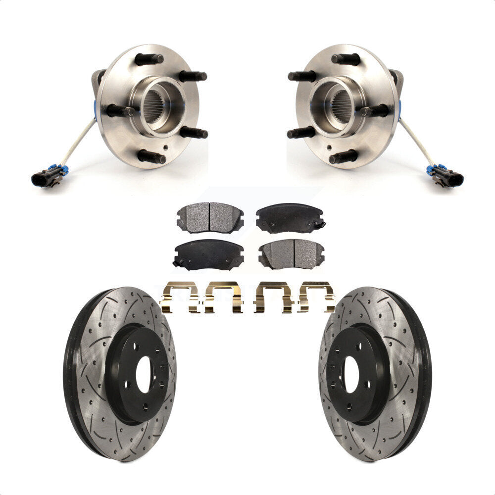 Hub Bearing Assembly Drill Slot Brake Rotor Pads Front Kit For 2010 Buick Allure