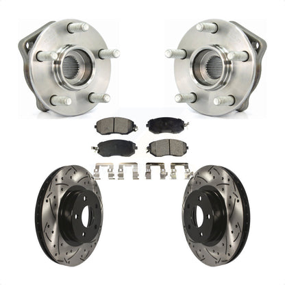 Hub Bearing Assembly Drilled Slot Brake Rotor & Pad Front Kit For Subaru Impreza