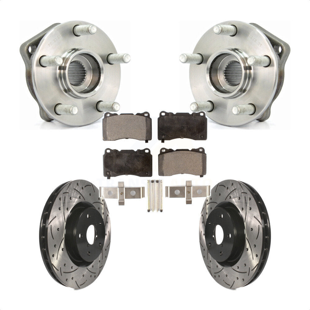 Hub Bearing Drill Slot Brake Rotor Pads Front Kit For 14 Subaru WRX Limited Base