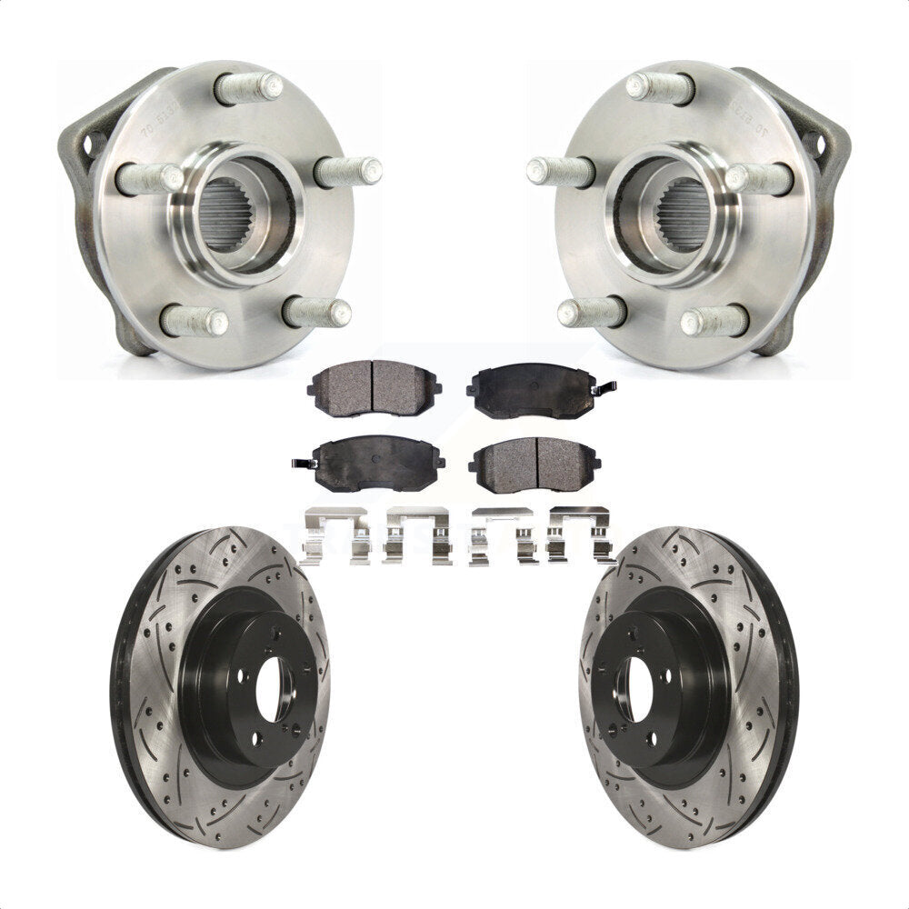 Hub Bearing Drill Slot Brake Rotor Pads Front Kit For Subaru Outback Impreza WRX