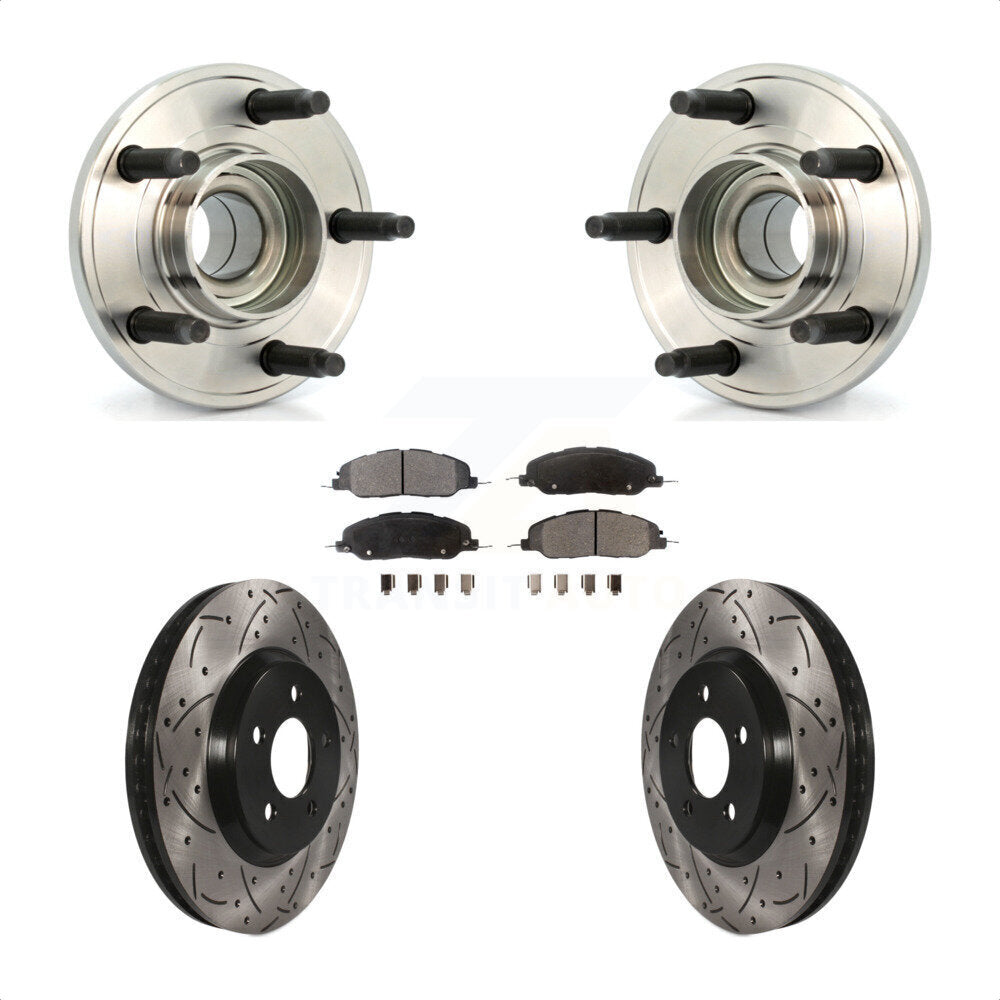 Hub Bearing Assembly Coat Drill Slot Brake Rotor Pads Front Kit For Ford Mustang