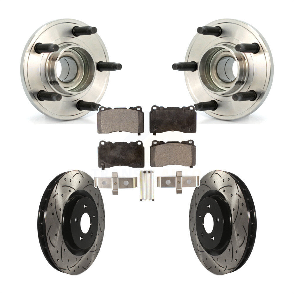 Hub Bearing Assembly Coat Drill Slot Brake Rotor Pads Front Kit For Ford Mustang