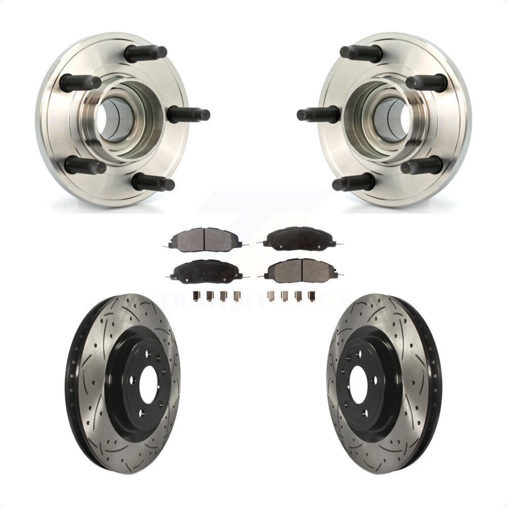 Hub Bearing Assembly Coat Drill Slot Brake Rotor Pads Front Kit For Ford Mustang