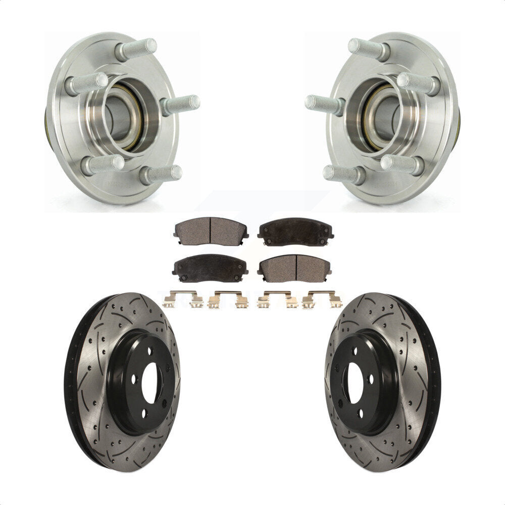 Hub Bearing Drill Slot Brake Rotor Pads Front Kit For Dodge Chrysler 300 Charger