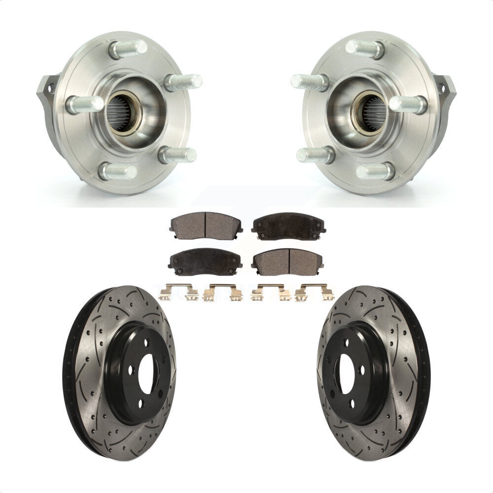 Hub Bearing Drill Slot Brake Rotor Pads Front Kit For Dodge Charger Chrysler 300
