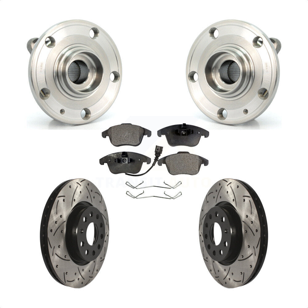 Hub Bearing Drill Slot Brake Rotor Pad Front Kit For Volkswagen Tiguan Passat Q3