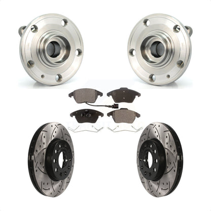 Hub Bearing Drill Slot Brake Rotor Pad Front Kit For Volkswagen Jetta Beetle Eos