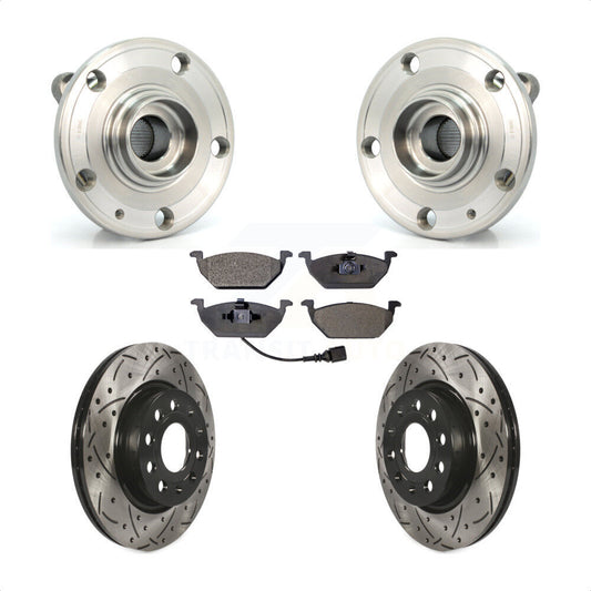 Hub Bearing Assembly Drilled Slot Brake Rotor Pad Front Kit For Volkswagen Jetta