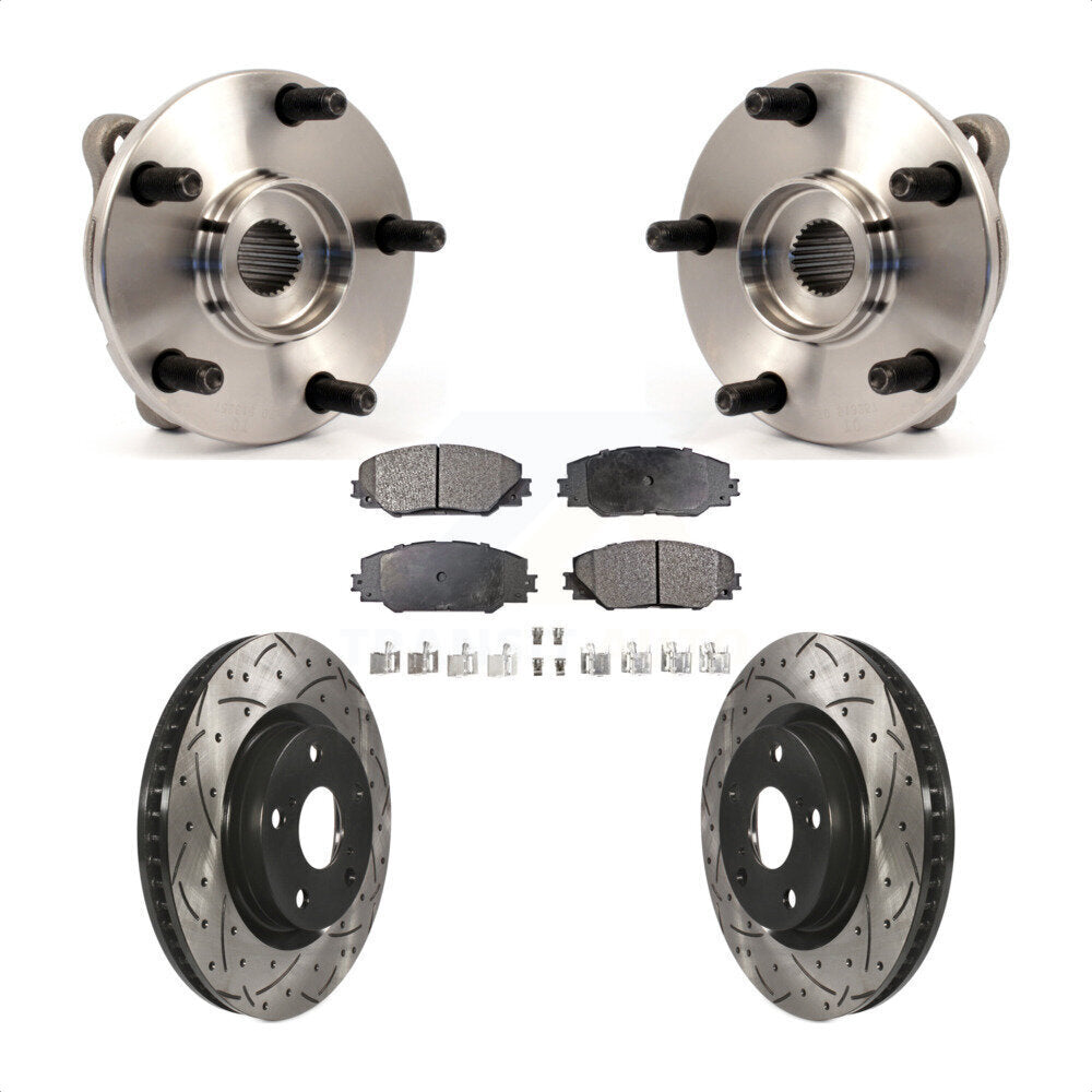 Hub Bearing Drilled Slot Brake Rotor Pad Front Kit For Toyota RAV4 Scion Corolla