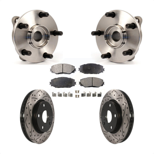 Hub Bearing Drilled Slot Brake Rotor Pad Front Kit For Toyota RAV4 Prius V Scion