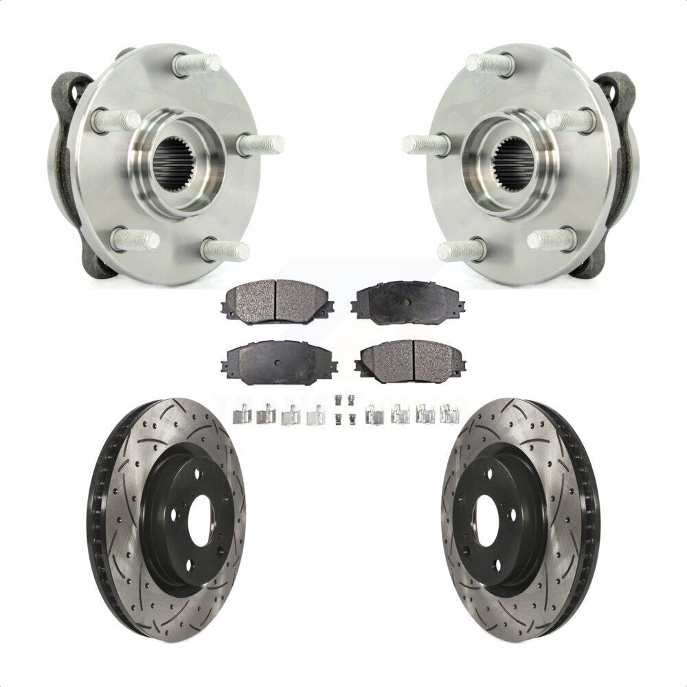Hub Bearing Drill Slot Brake Rotor Pads Front Kit For Toyota RAV4 Scion tC Mirai