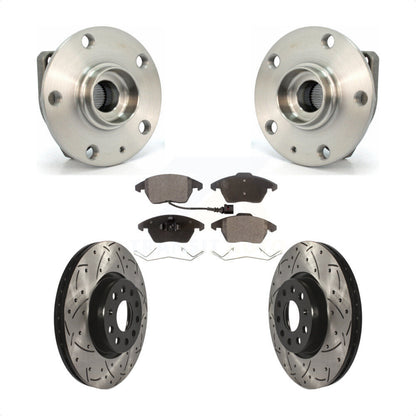 Hub Bearing Assembly Drilled Slot Brake Rotor & Pad Front Kit For Volkswagen GTI