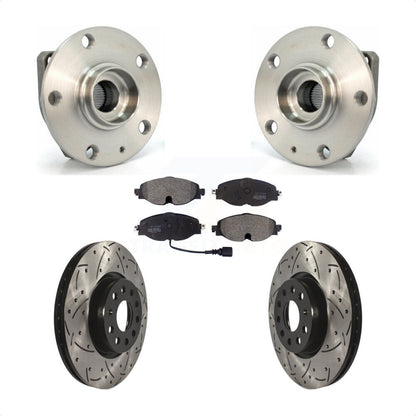 Hub Bearing Drilled Slot Brake Rotor Pads Front Kit For Volkswagen Golf Alltrack