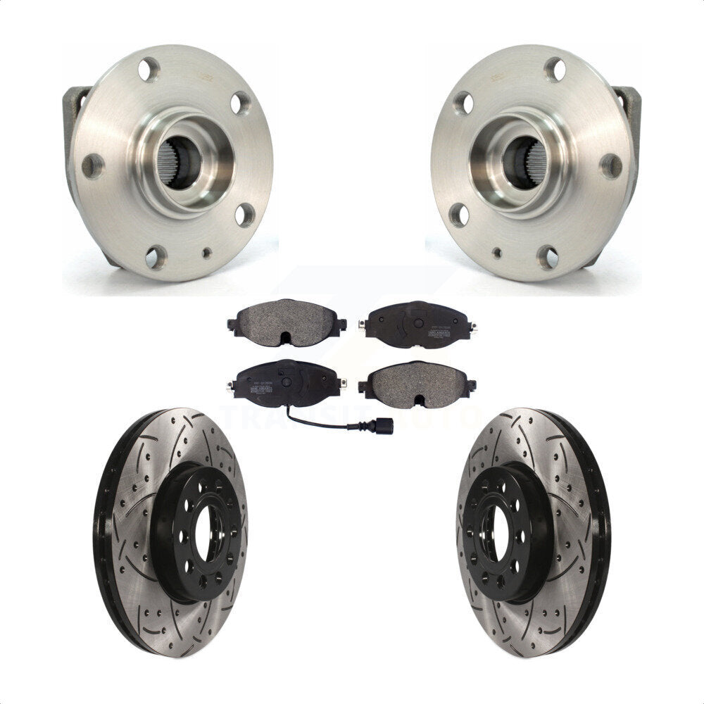 Hub Bearing Drill Slot Brake Rotor Pads Front Kit For Volkswagen Golf SportWagen