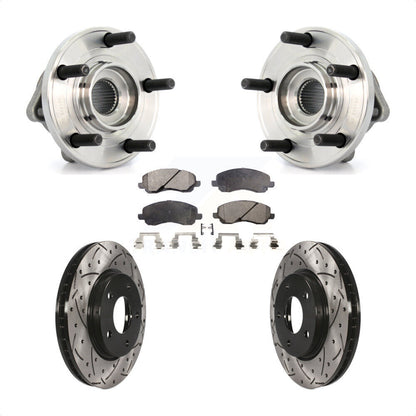 Hub Bearing Drill Slot Brake Rotor Pad Front Kit For 09 Dodge Caliber R/T/SXT/SE