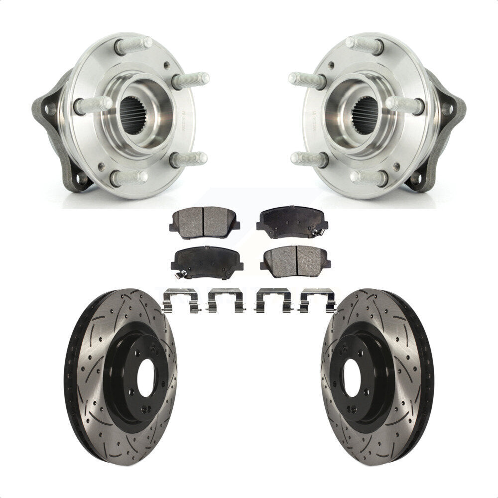 Hub Bearing Drill Slot Brake Rotor Pads Front Kit For Hyundai Santa Fe Sport Kia