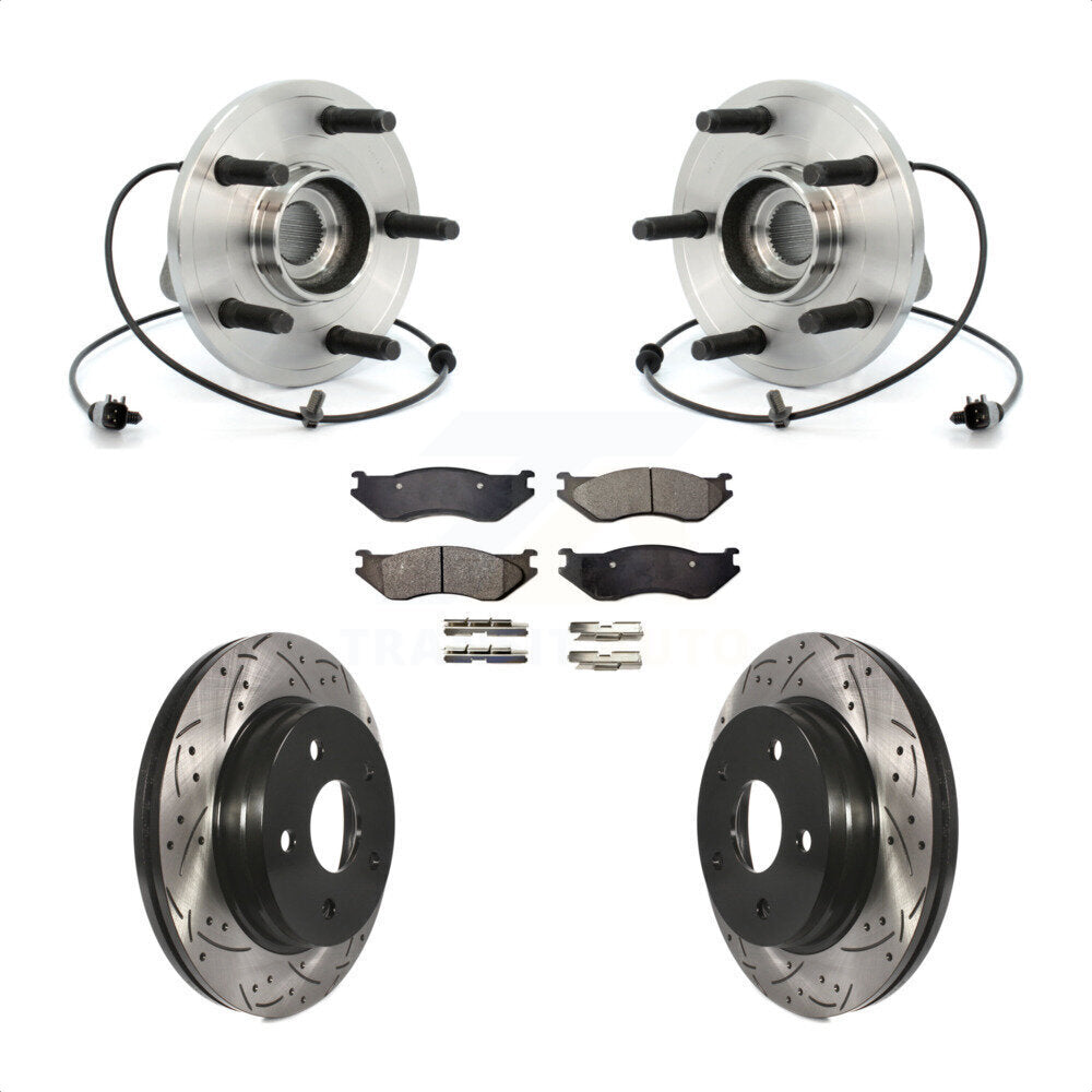 Hub Bearing Assembly Drill Slot Brake Rotor Pad Front Kit For 2006 Dodge Durango