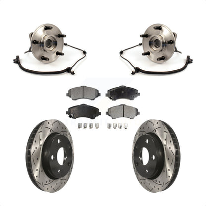 Hub Bearing Drilled Slot Brake Rotor & Pad Front Kit For 2007-2010 Jeep Wrangler