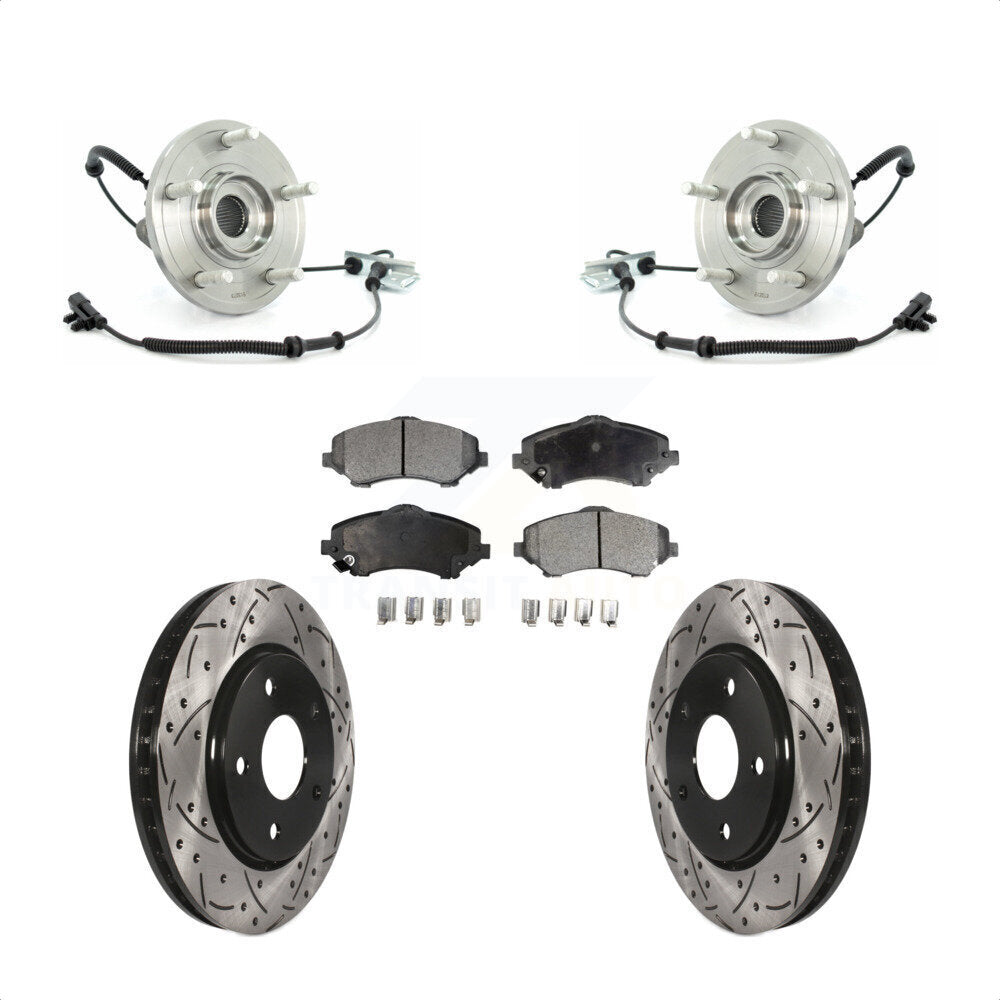Bearing Drill Slot Brake Rotor Pads Front Kit For Dodge Grand Caravan Chrysler &