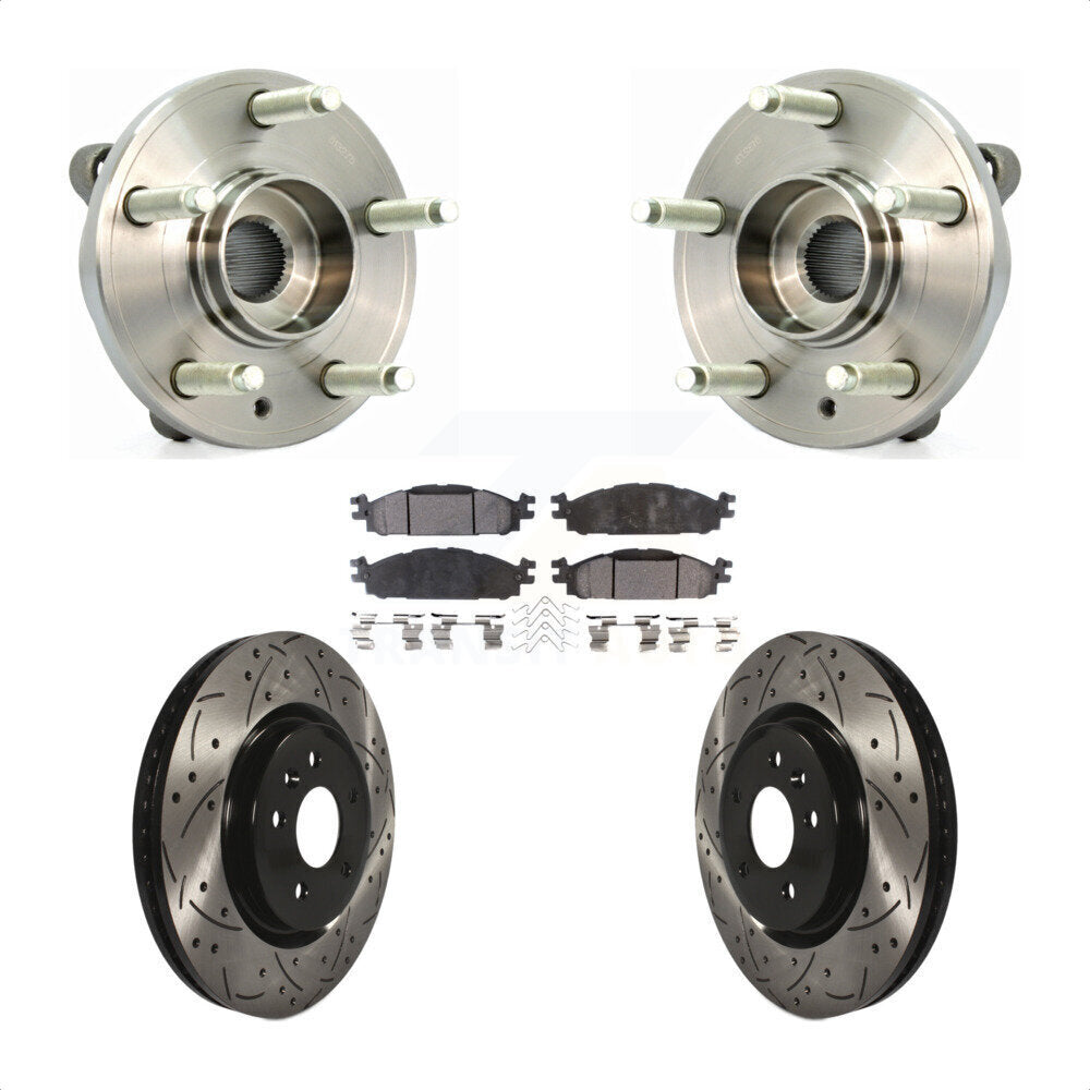Hub Bearing Drilled Slot Brake Rotor Pads Front Kit For Ford Flex Taurus Lincoln