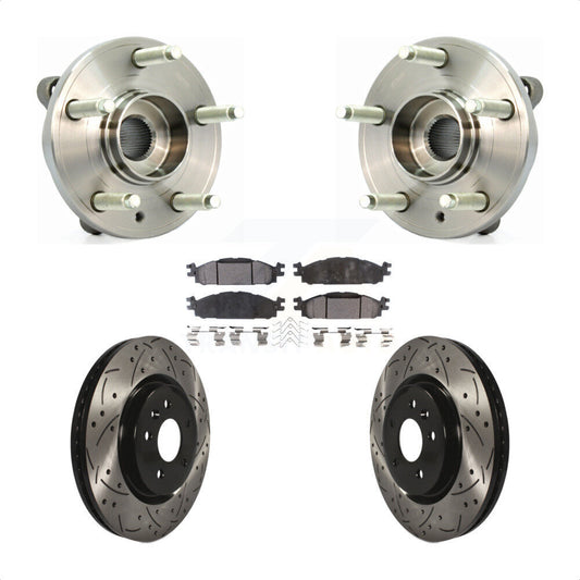 Hub Bearing Drilled Slot Brake Rotor Pads Front Kit For Ford Flex Taurus Lincoln