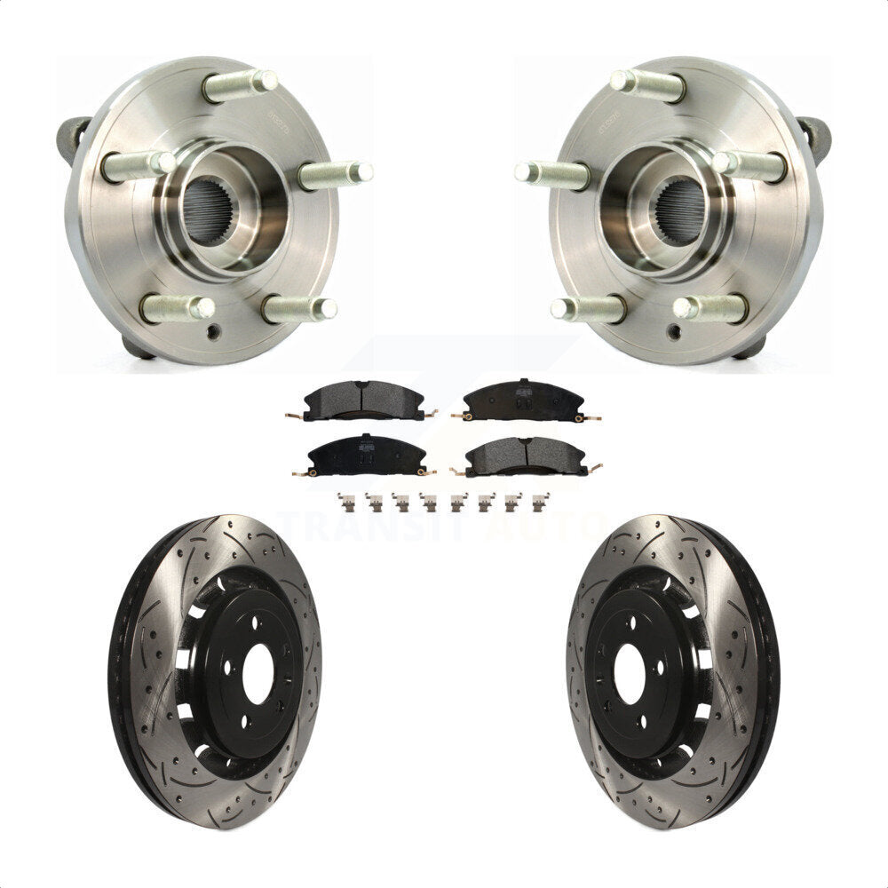 Hub Bearing Drilled Slot Brake Rotor Pads Front Kit For Ford Flex Taurus Lincoln