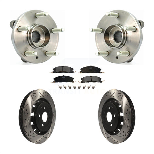 Hub Bearing Drilled Slot Brake Rotor Pads Front Kit For Ford Flex Taurus Lincoln