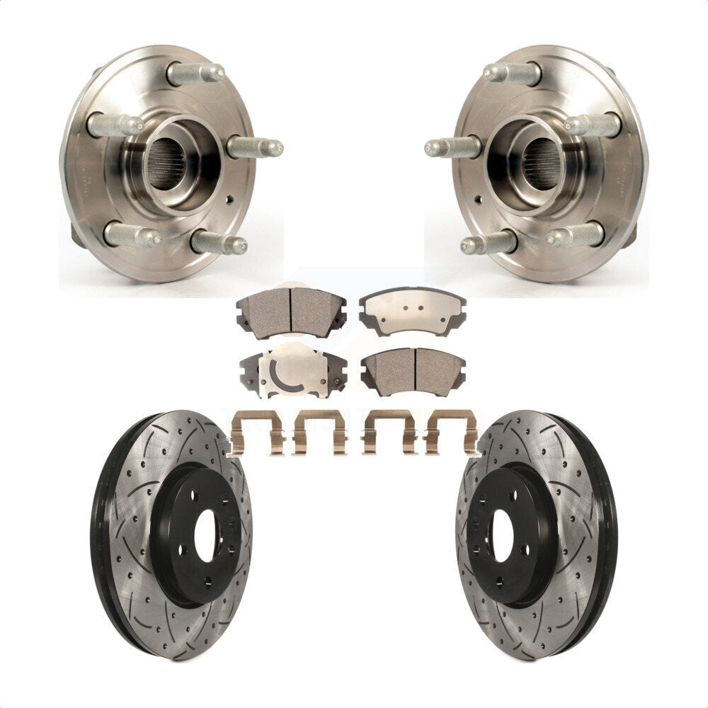Hub Bearing Assembly Drilled Slot Brake Rotor Pad Front Kit For Chevrolet Camaro