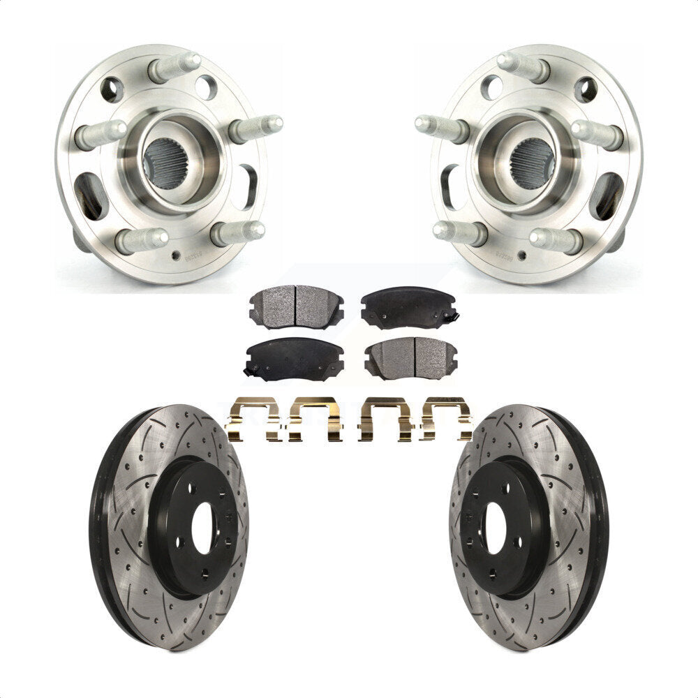 Hub Bearing Drill Slot Brake Rotor Pad Front Kit For Chevrolet Equinox GMC Buick