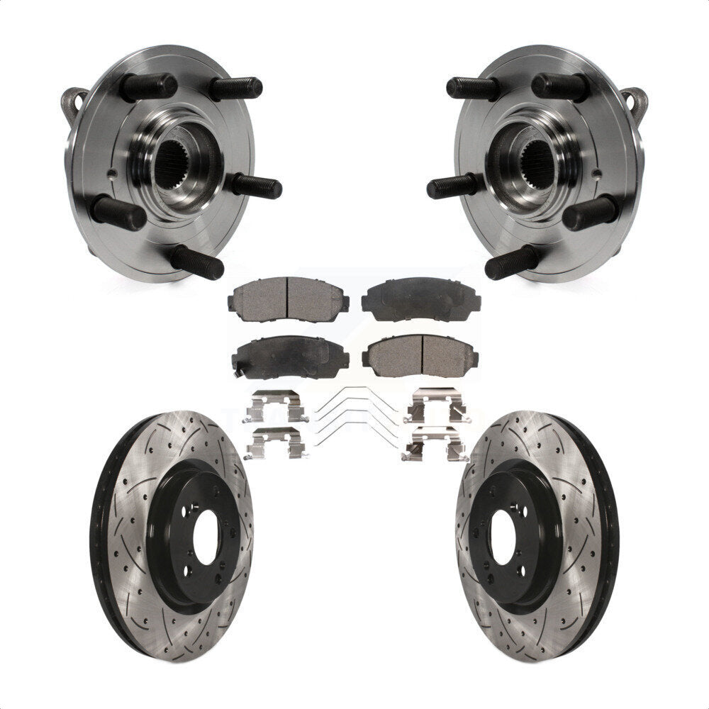 Hub Bearing Drilled Slot Brake Rotor & Pad Front Kit For 2011-2014 Honda Odyssey