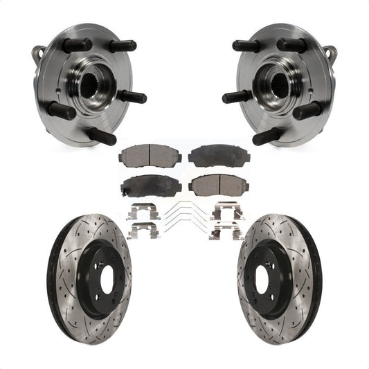 Hub Bearing Drilled Slot Brake Rotor & Pad Front Kit For 2011-2014 Honda Odyssey