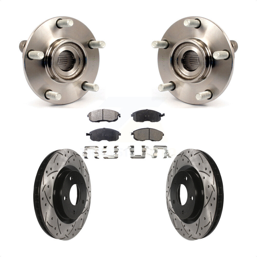 Hub Bearing Assembly Coat Drill Slot Brake Rotor Pad Front Kit For Nissan Sentra