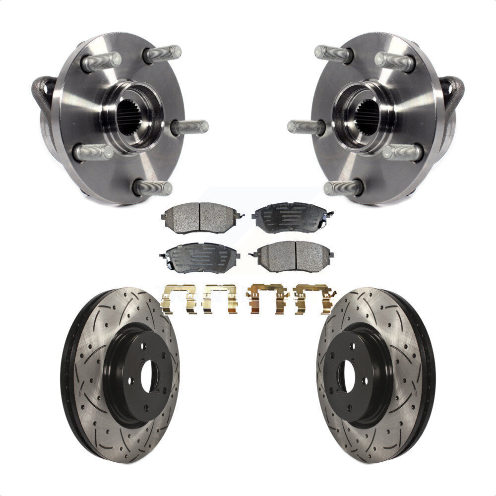 Hub Bearing Drilled Slot Brake Rotor Pad Front Kit For Subaru Outback WRX Legacy