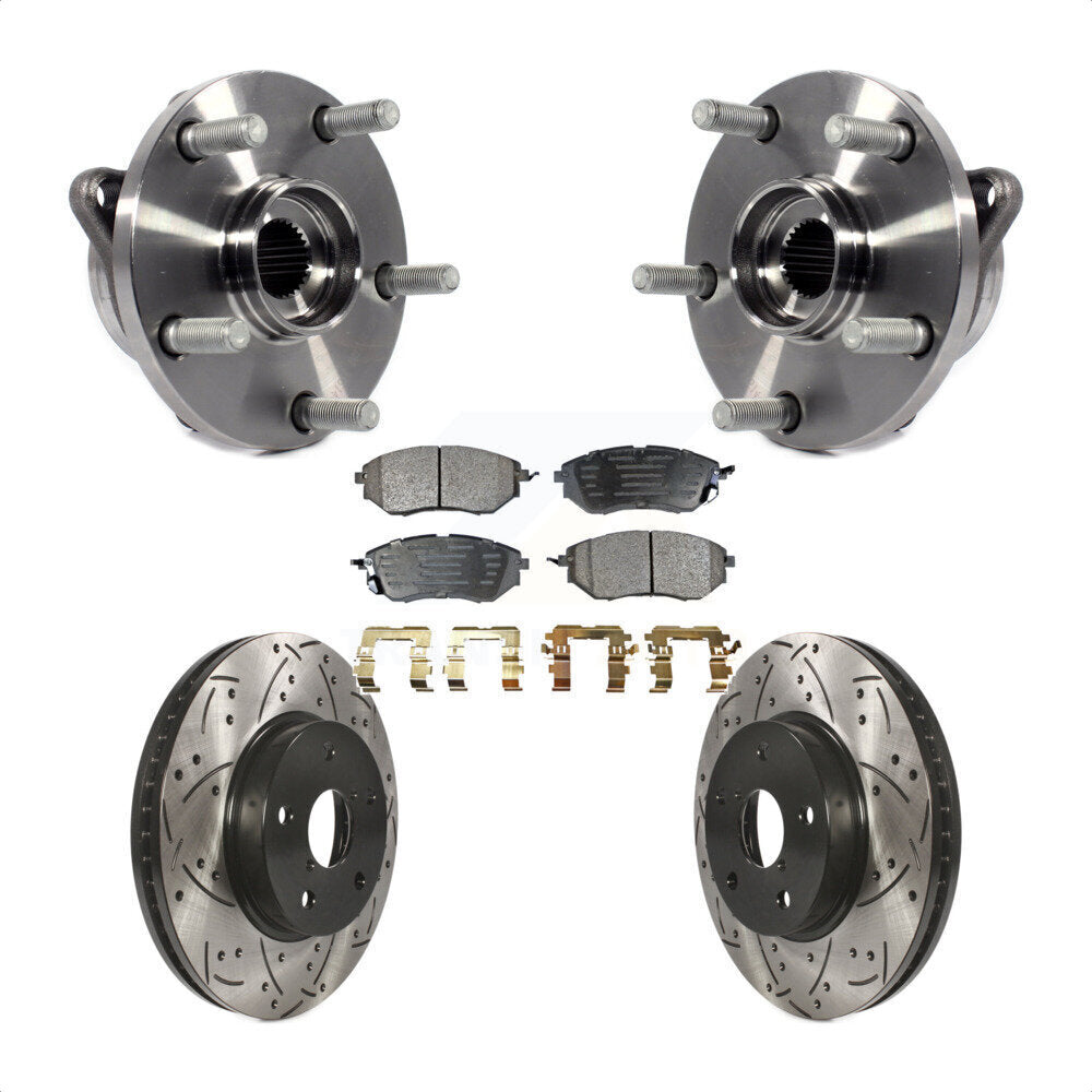 Hub Bearing Drilled Slot Brake Rotor & Pad Front Kit For 2015 Subaru Legacy 2.5L