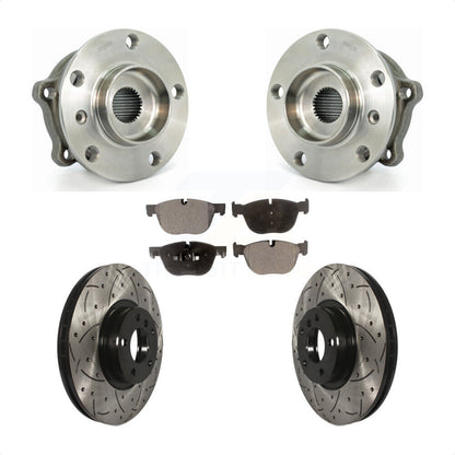 Hub Bearing Drill Slot Brake Rotor Pads Front Kit For BMW X5 X6 M12 X 1.5 Thread