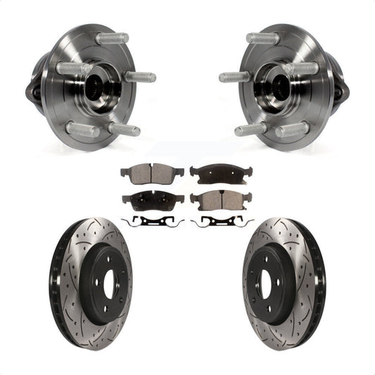 Hub Bearing Drilled Slot Brake Rotor Pad Front Kit For Jeep Grand Cherokee Dodge