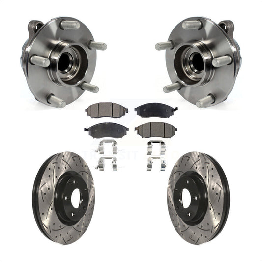 Hub Bearing Drilled Slot Brake Rotor Pad Front Kit For INFINITI EX35 Nissan 370Z