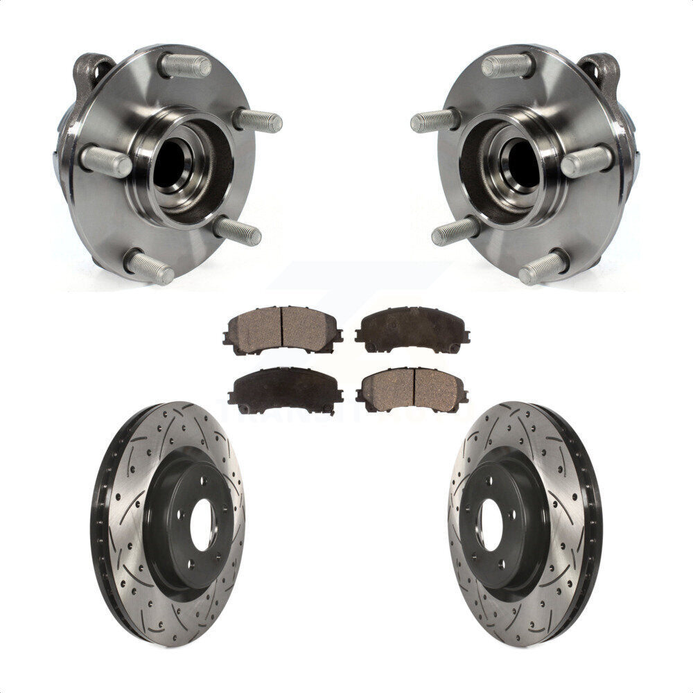 Hub Bearing Drilled Slot Brake Rotor Pad Front Kit For INFINITI Q50 QX50 Q60 RWD