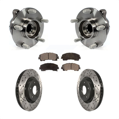 Hub Bearing Drilled Slot Brake Rotor Pad Front Kit For INFINITI Q50 QX50 Q60 RWD
