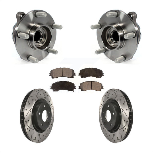 Hub Bearing Drilled Slot Brake Rotor Pad Front Kit For INFINITI Q50 QX50 Q60 RWD