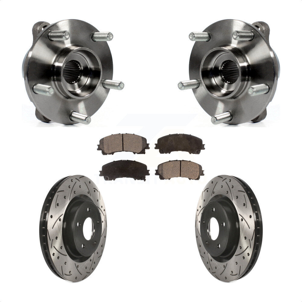 Hub Bearing Drilled Slot Brake Rotor Pad Front Kit For INFINITI Q50 QX50 Q60 AWD