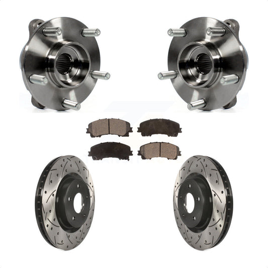 Hub Bearing Drilled Slot Brake Rotor Pad Front Kit For INFINITI Q50 QX50 Q60 AWD