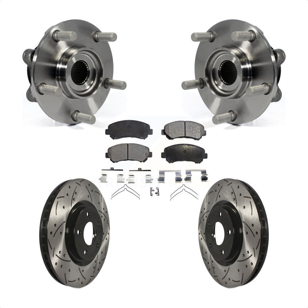 Hub Bearing Drill Slot Brake Rotor Pads Front Kit For 14-17 Nissan Juke Nismo RS