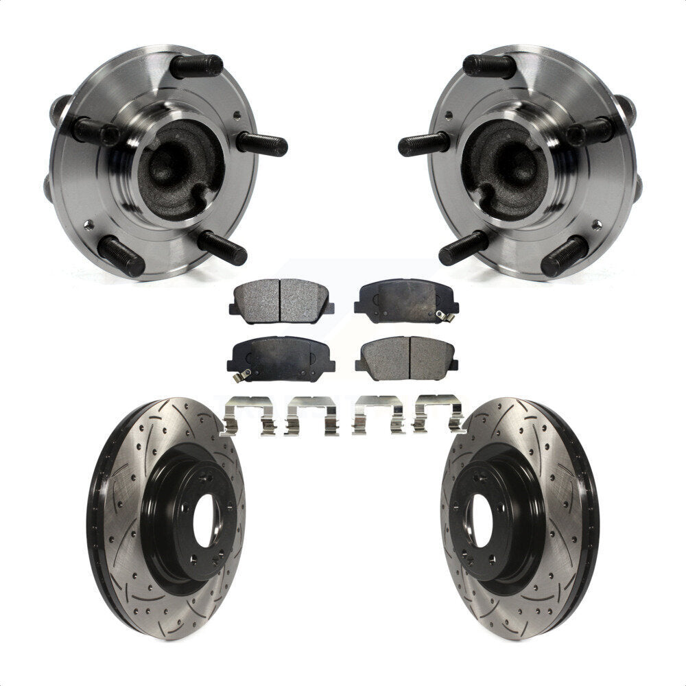 Hub Bearing Coat Drill Slot Brake Rotor Pads Front Kit For Hyundai Genesis Coupe
